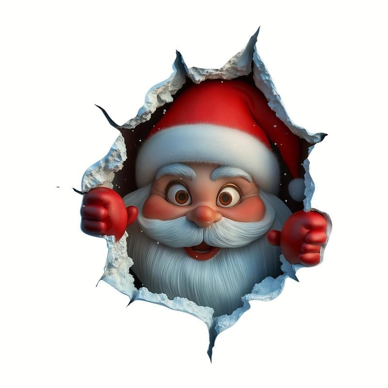 π
3D Peeking Santa Decal - Realistic Break-Through Holiday Magic (Damage-Free)