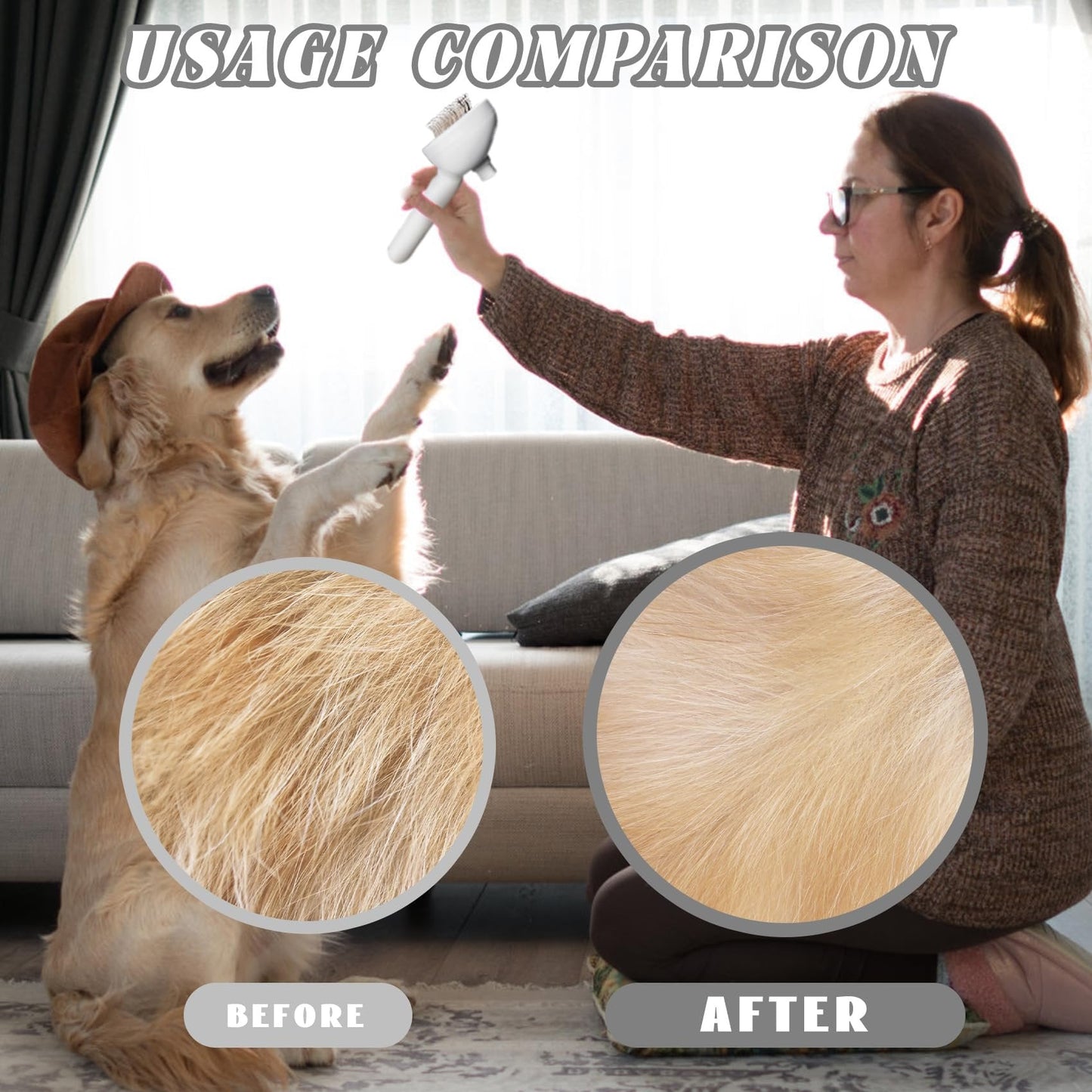 Self-Cleaning Spray Cat Brush for Shedding