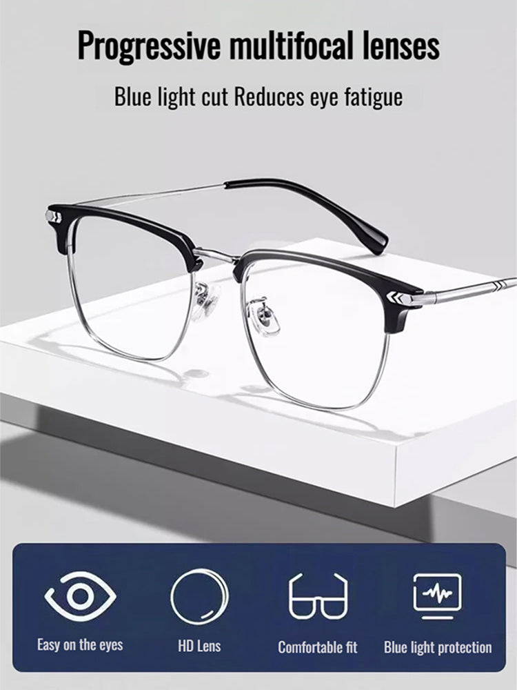 🔥Auto-Focus Eyeglasses with Adjustable Eyebrow Frame and Blue Light Blocking for Presbyopia