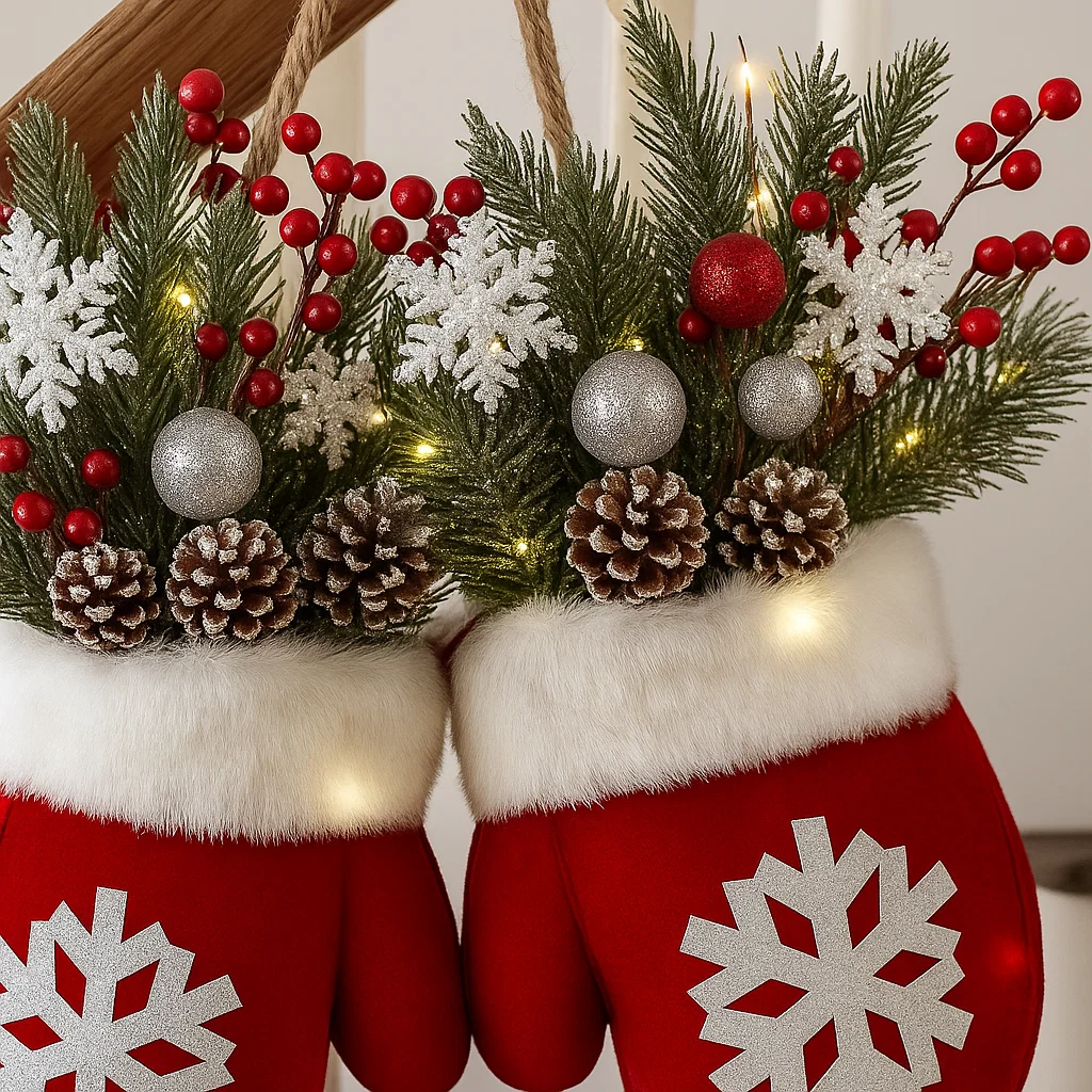 Handmade Christmas Mitten Wreath