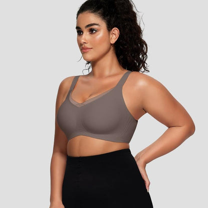 Women's Wireless V-Neck Crossover Mesh Seamless Push-Up Bra