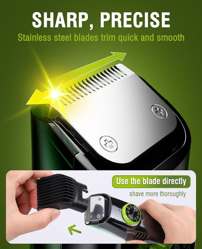 Built-in Vacuum Trimmer for Mustache, Sideburns, Facial Hair, Rechargeable, IPX6 Waterproof, 2 Comb, Comfort face 2in1 Electric Razor rechargeable men 2025 ornament