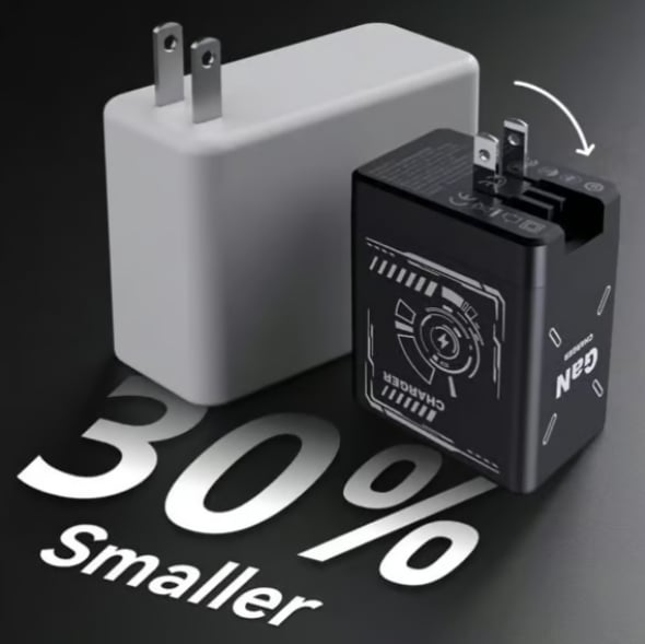 2-in-1 GaN PD3.0  Charger with Retractable Cables(Plug specifications: US standard plug)
