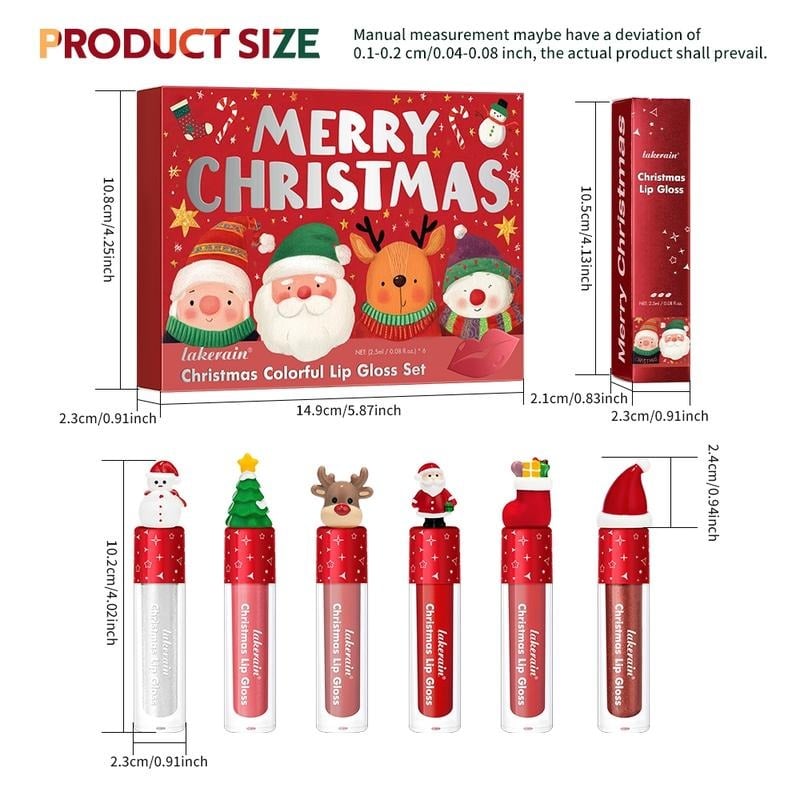 💄✨ Christmas Lip Gloss Set – 6 Colors