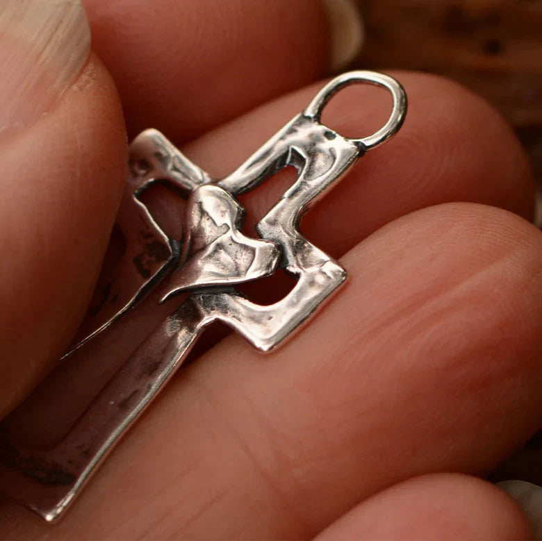 ✝️100% Handmade Silver Cross Healing Heart