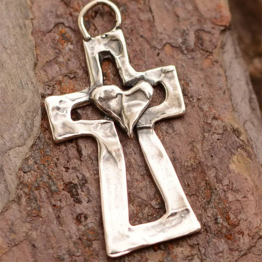 ✝️100% Handmade Silver Cross Healing Heart