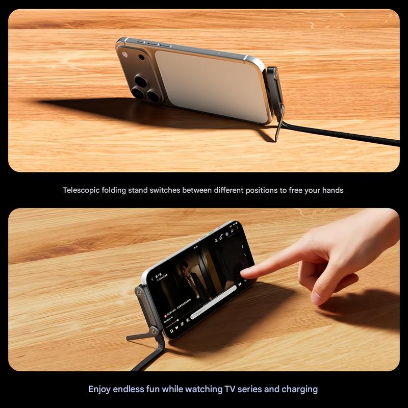 📲 2-in-1 Invisible Holder Charger Cable | MFi-Certified | 240W Fast Charging | Built-In Phone Stand