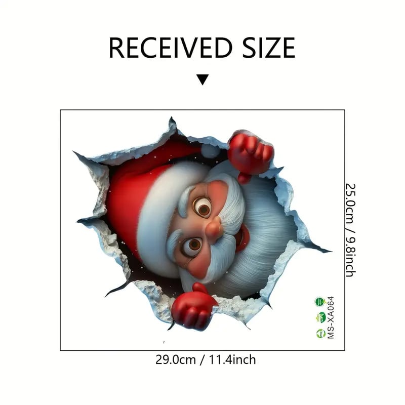 "Santa's Breaking In!" Christmas Wall Sticker 🎅 Funny Holiday Decor for Home 🎄
