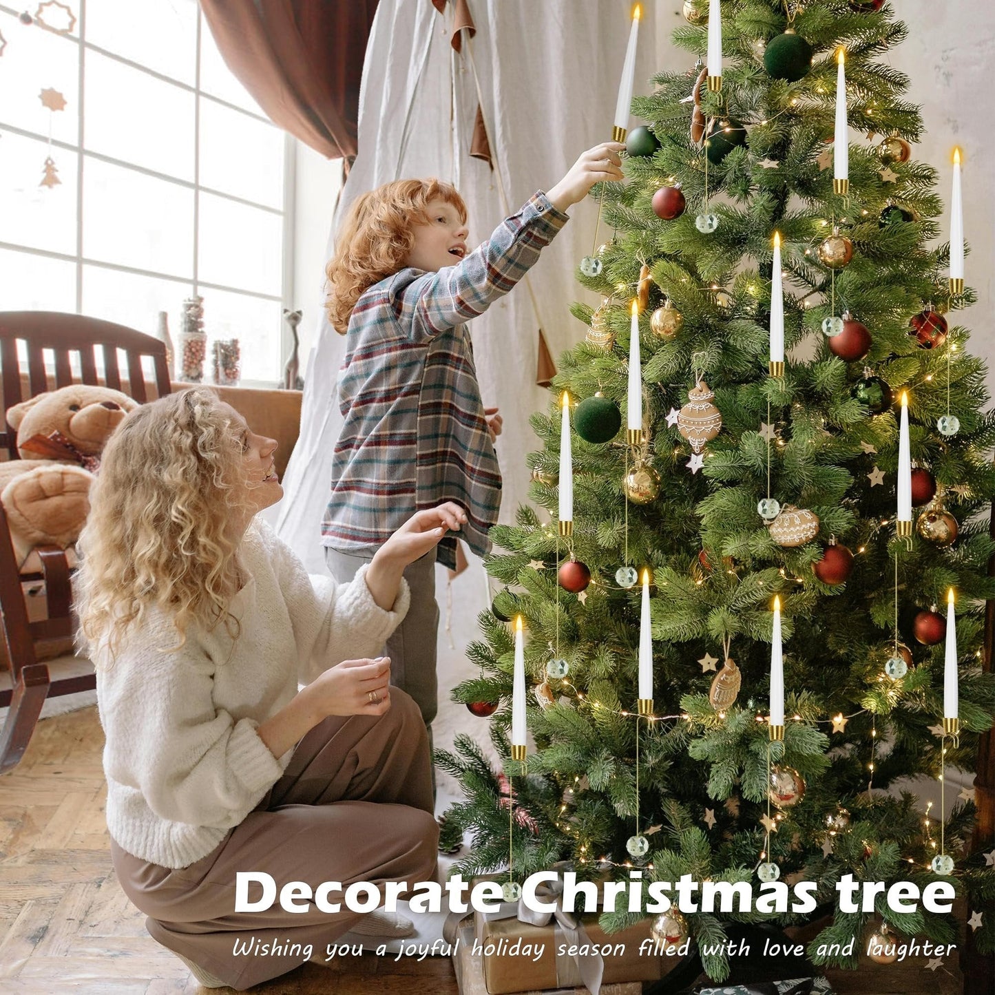 🎄Christmas Tree Led Candles with Clear Crystal Ball Hook