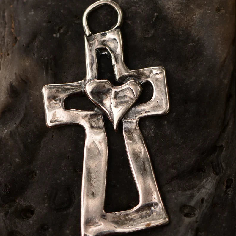 ✝️100% Handmade Silver Cross Healing Heart