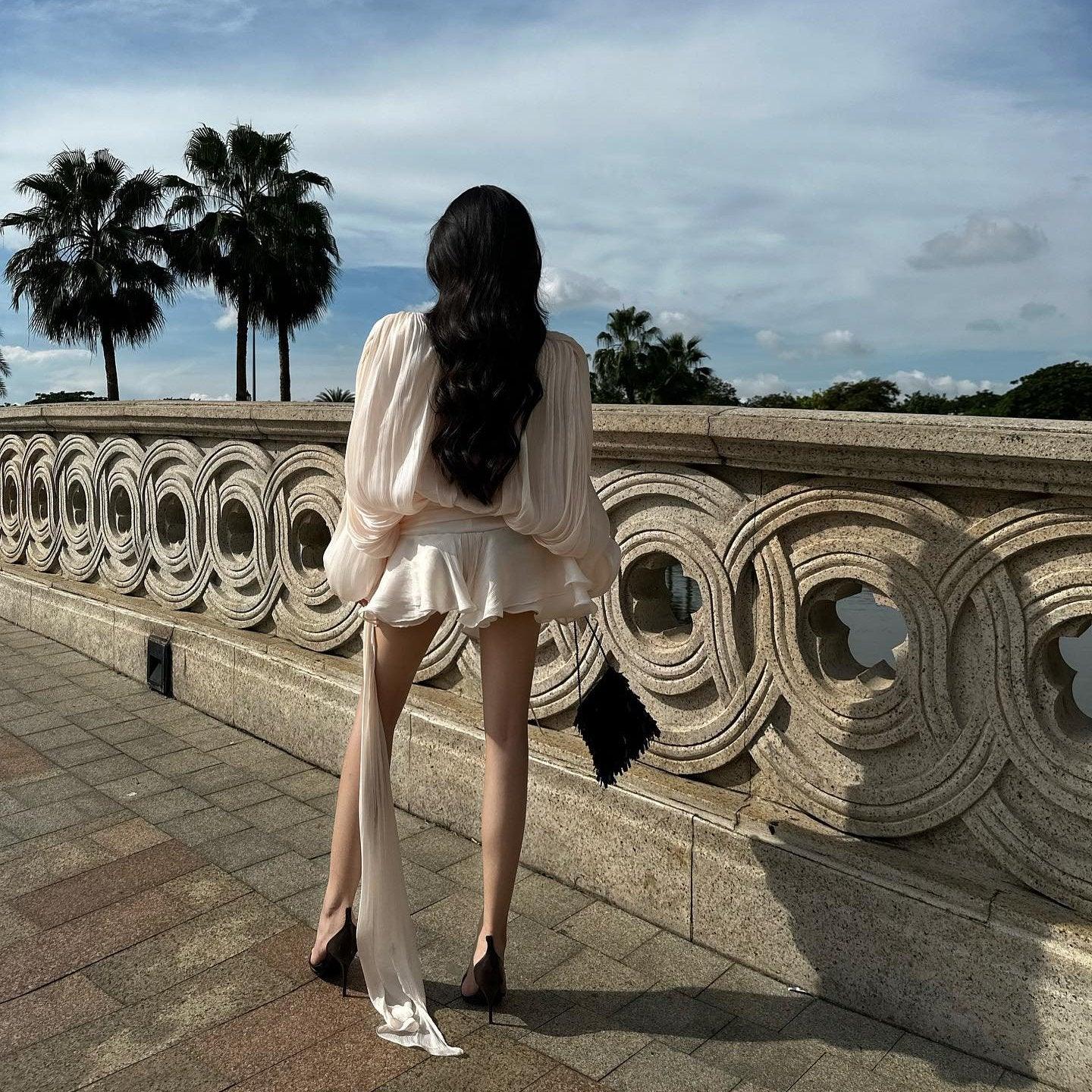 TARO |  Pleated Ruffled Mini Dress