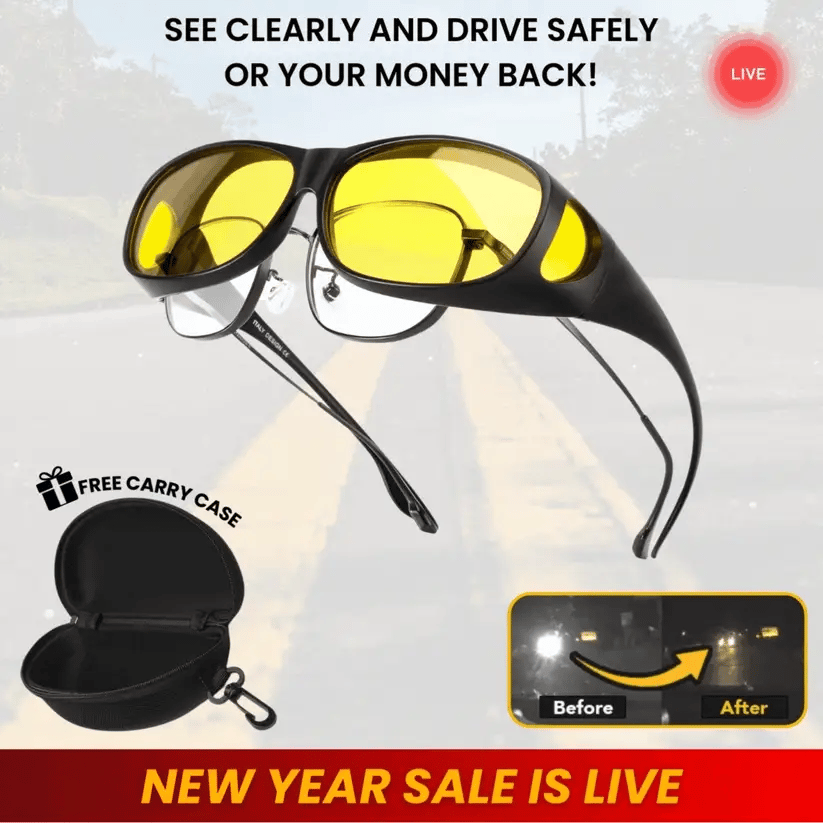 NEGUSY-Fit Over Night Driving Glasses with GlareCut Technology