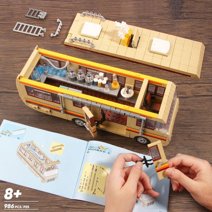Creative Yellow Bus Building Brick Set – 66002 Camper Van, 986 Pieces for Ages 12+