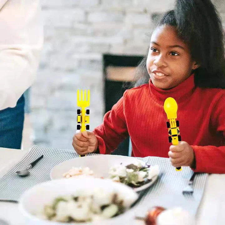 ExcavaBite Kids' Construction Plate and Utensil Set