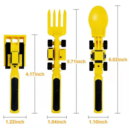 ExcavaBite Kids' Construction Plate and Utensil Set