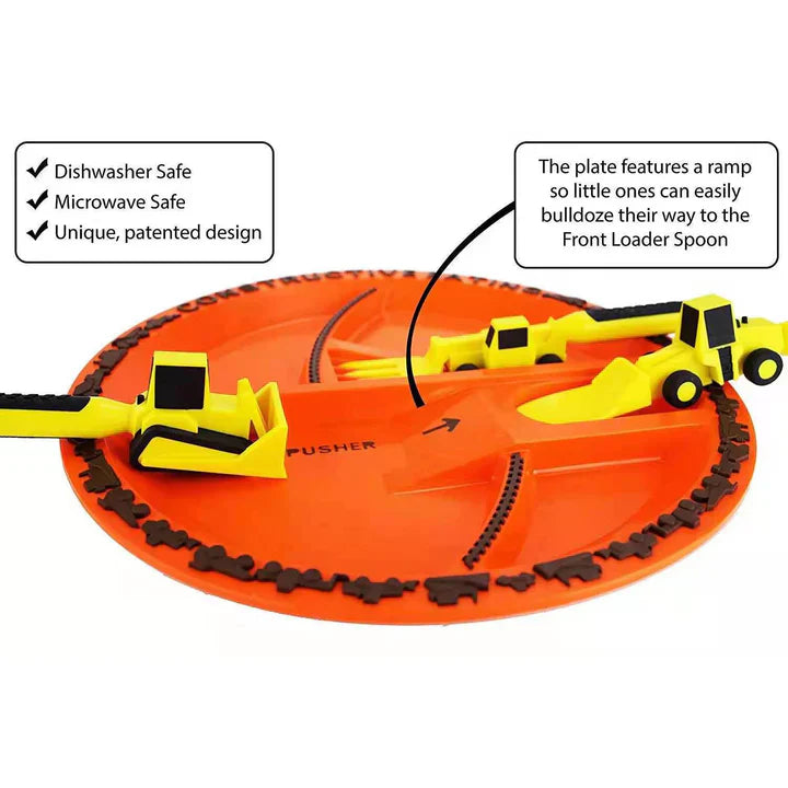 ExcavaBite Kids' Construction Plate and Utensil Set