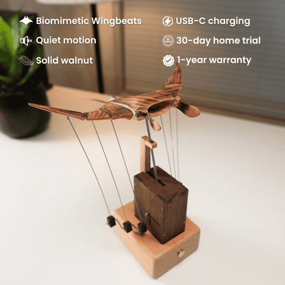 Handcrafted Wooden Manta Ray Automaton