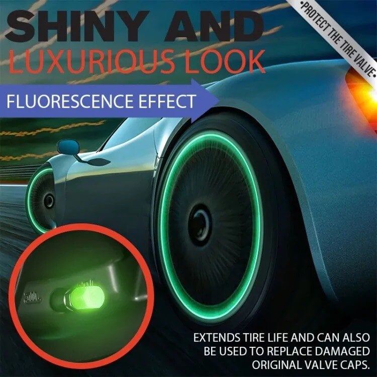 50PCS Glow-in-the-Dark Car Tire Valve Cap Set - Durable, Easy-to-Install, No-Tool-Required Accessories for Safe Night Driving - Perfect for Most Vehicle Tires