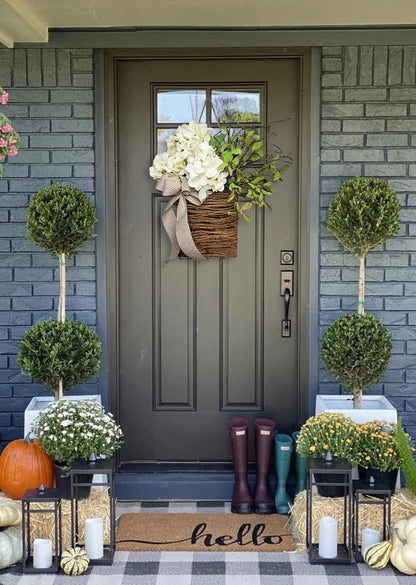 🎁Christmas Gift💐Cream Hydrangea Door Hanger Basket Wreath