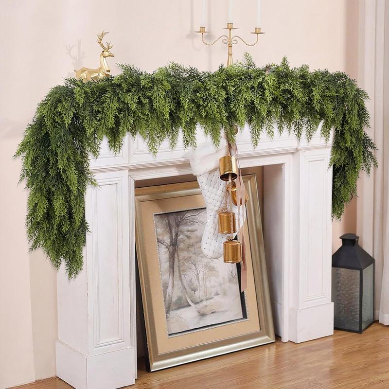 💥6 FT Artificial  Cypress Rattan – Real Touch Winter Greenery