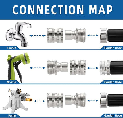 🏆Flash Sale⚡ 50K+ SOLD! Almost Gone-💥💧Stainless Steel Garden Hose Quick Connect Fittings Set,Best Gifts